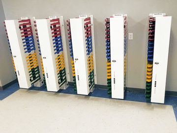 5 PowerGistics Tower20s for device storage and charging.
