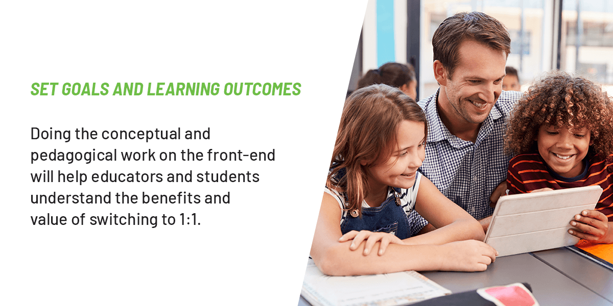 set goals for learning outcomes
