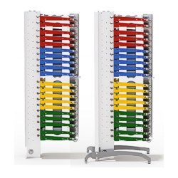 Image shows two PowerGistics Core20 charging stations, side views. One for wall mount and one on a stand.