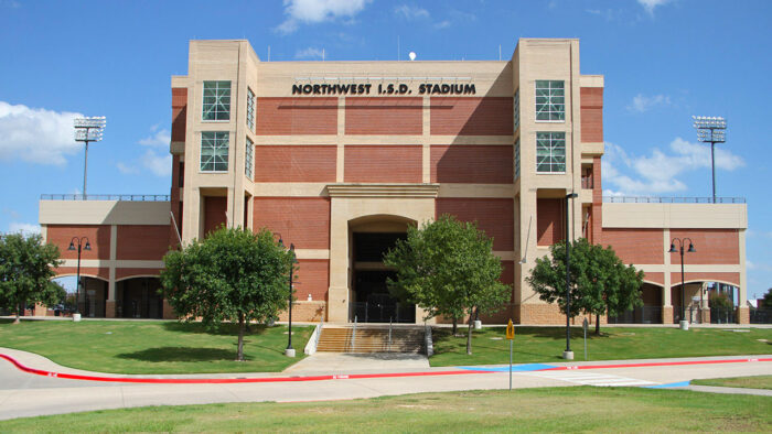 Image shows front of building at Northwest ISD Stadium