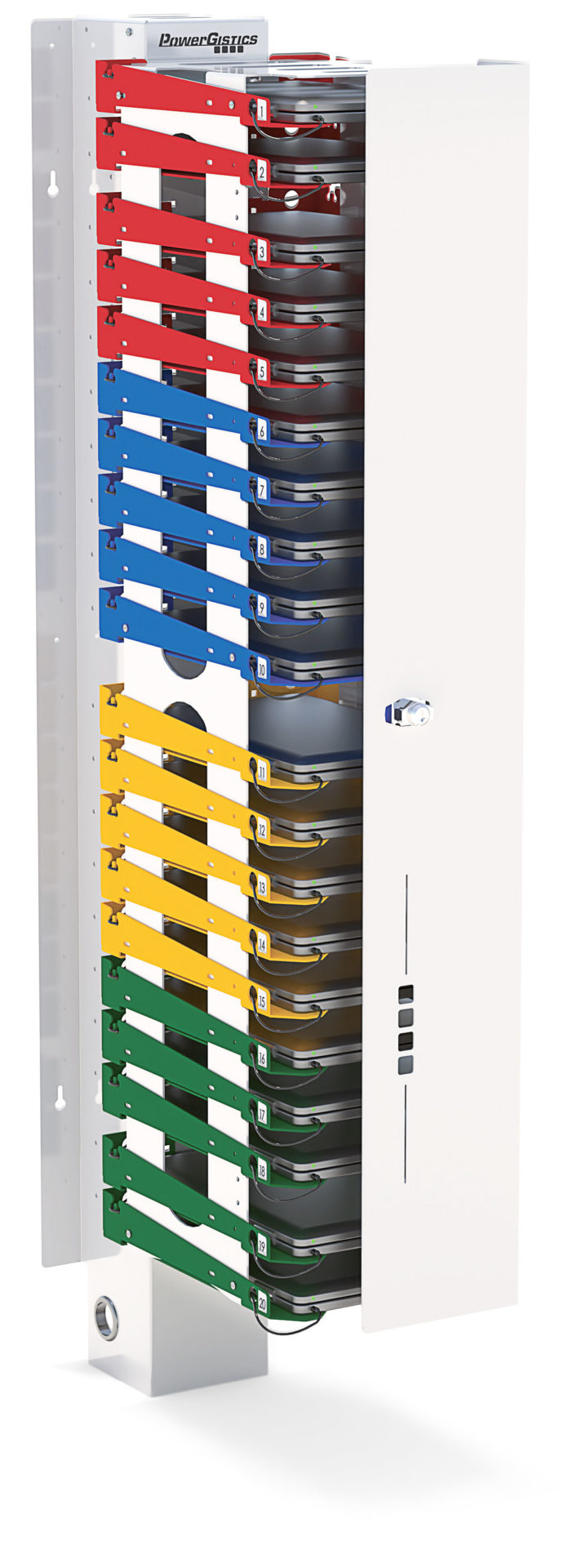 Image shows PowerGistics 20 shelf charging station