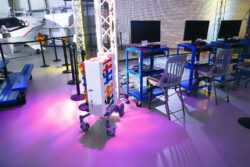 Image shows PowerGistics Core8 charging station in aviation museum