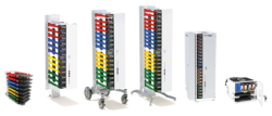 Image shows multiple PowerGistics charging stations